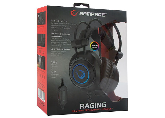 Rampage RM-K19 RAGING Siyah 3,5mm 7 Renk Ledli Gaming Oyuncu Mikrofonlu Kulaklık