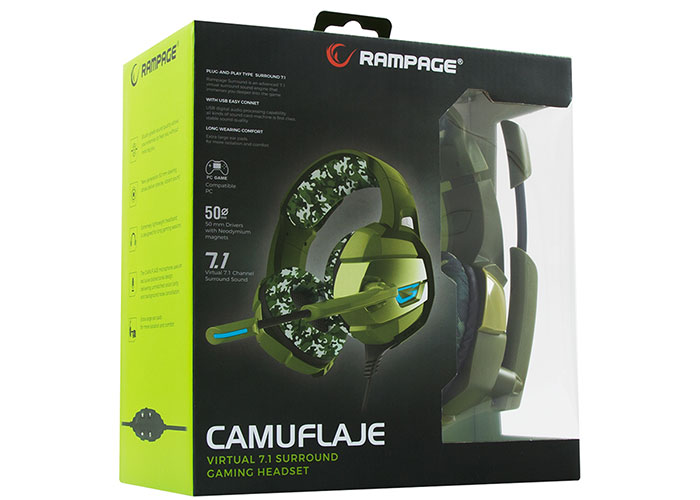 Rampage RM-K5 Kamuflaj Renkli 7.1 Surround  Sound System Usb Mikrofonlu Oyuncu Kulaklığı