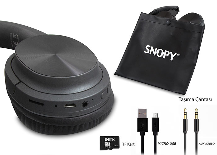 Snopy SN-BT30 CANTO TF Kart Özellikli Gri Bluetooth Kulaklık