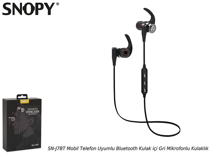 Snopy SN-J7BT Mobil Telefon Uyumlu Bluetooth Kulak içi Gri Mikrofonlu Kulaklık