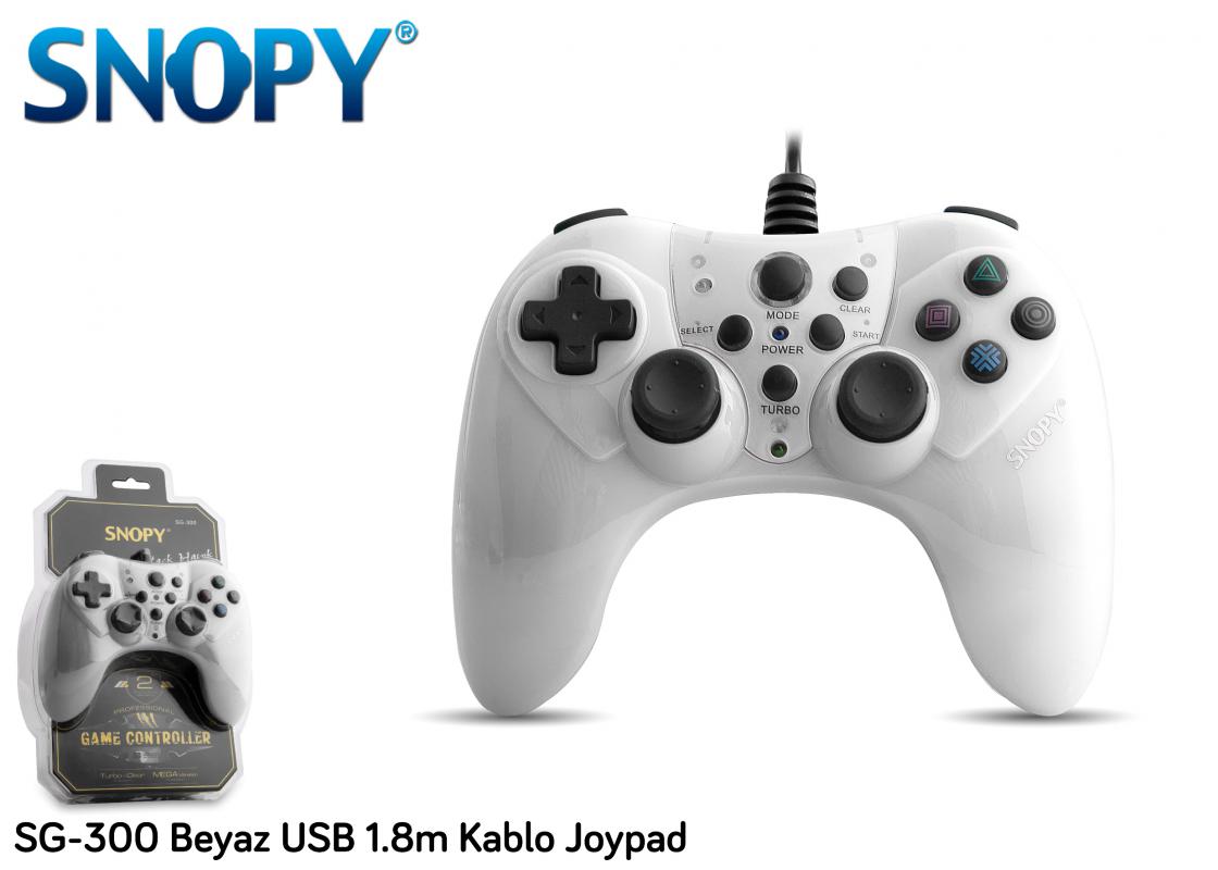 Snopy SG-300 Beyaz Usb Gamepad 1.8m Kablo Uzunluğu