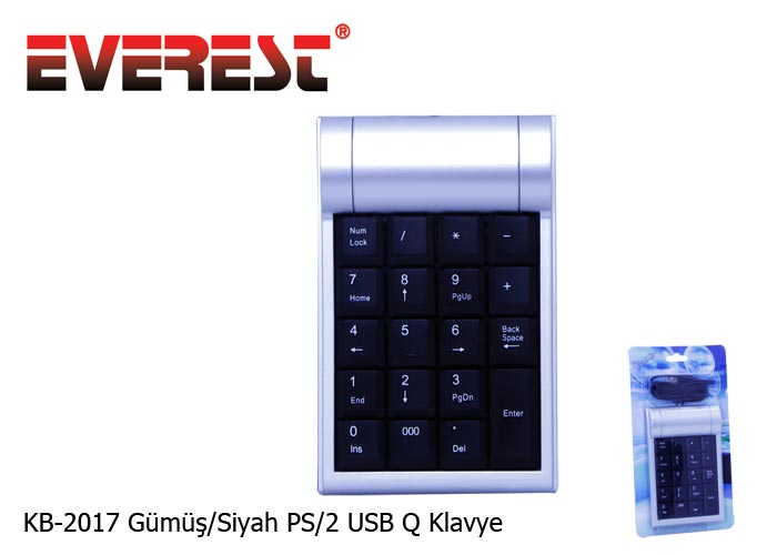 Everest KB-2017 Gri-Siyah Usb Numerik Standart  Klavye Keypad