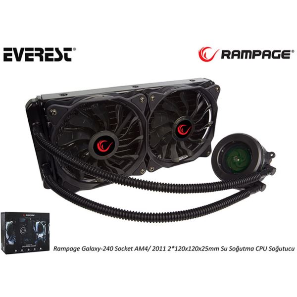 Everest Rampage Galaxy-240 Socket am4-2011 - 2-120x120x25mm Su Soğutma Cpu Soğutucu