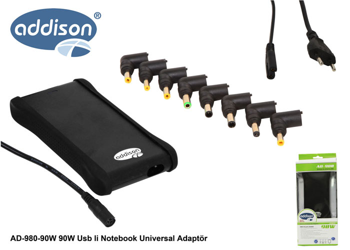 Addison AD-980-90w 90w Usb li Notebook Universal Adaptör