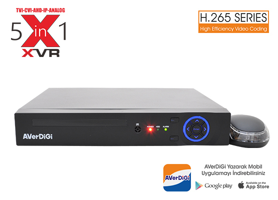 Averdigi Ad-5004E 4 Kanal 5Mp Destekli 5M-N XVR H.265 1x6TB Hdmı&Vga&Bnc(Adaptörsüz)