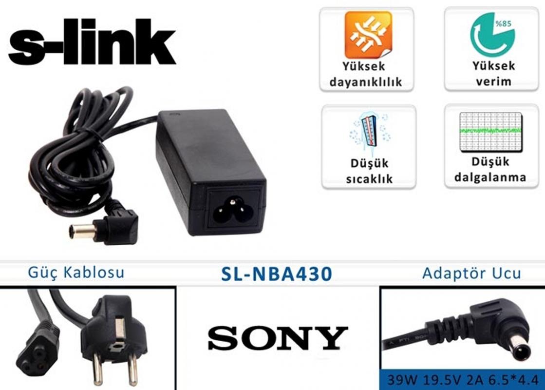 S-link SL-NBA430 39w 19.5v 2a 6.5-4.4 Sony Notebook Standart Adaptörü