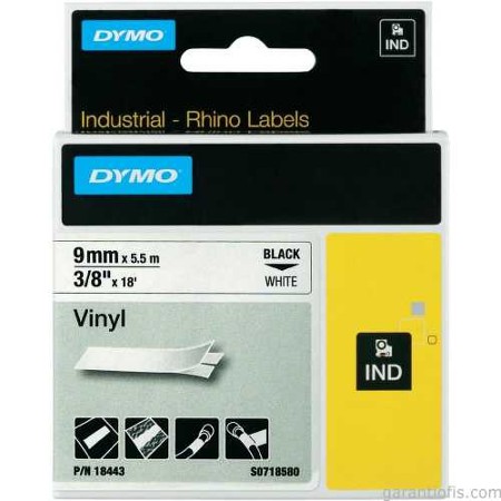 Dymo RhinoPRO Renkli Vinil 19mmx5,5m Sarı-Siyah