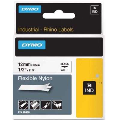 Dymo RhinoPRO Esnek Naylon 12mmx3,5m Beyaz-Siyah