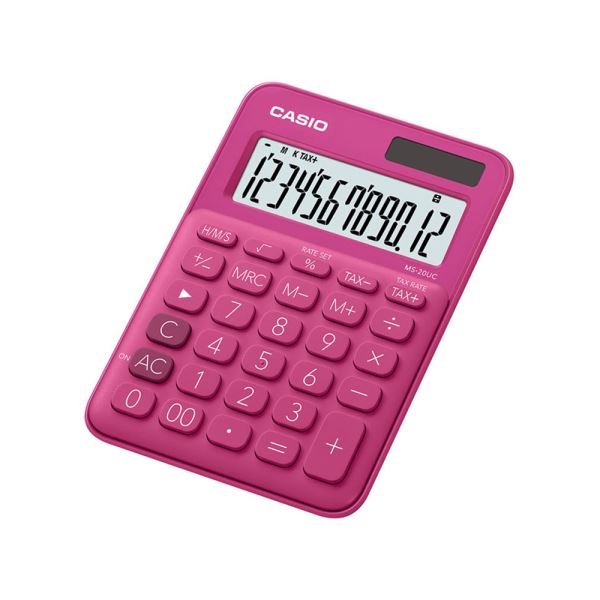 Casio MS-20UC-RD 12 Hane Koyu Pembe Masa Üstü Hesap Makinesi