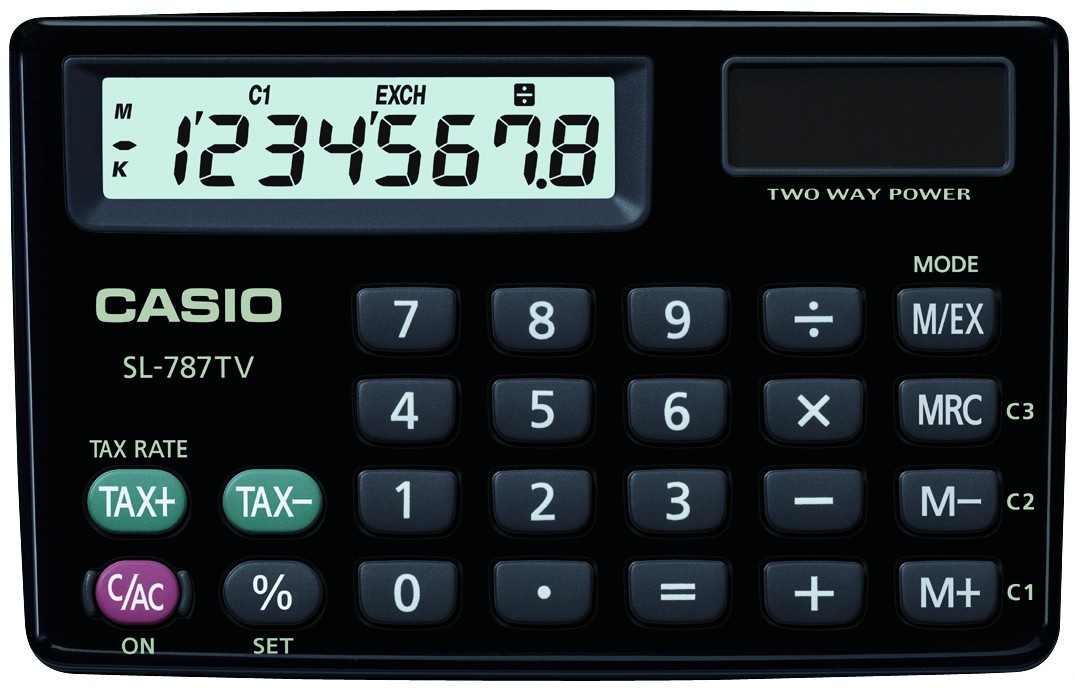 Casio SL-787TV-BK 8 Hane Siyah Cep Tipi Hesap Makinesi