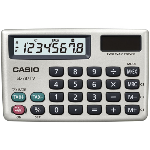 Casio SL-787TV-GD 8 Hane Gümüş Renk Cep Tipi Hesap Makinesi