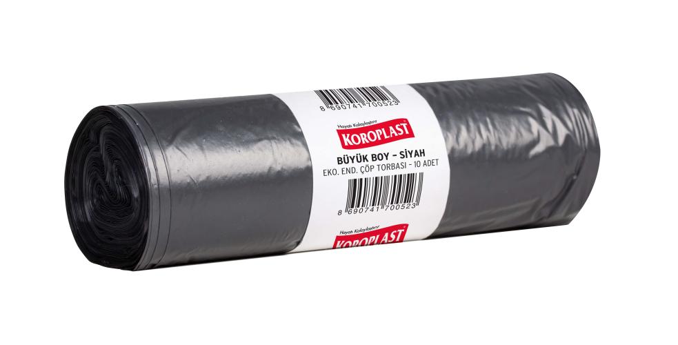 Koroplast Eko.Endüstriyel Büyük Boy Çöp Poşeti Siyah 80x65cm 10 Adet Kolide 50pk