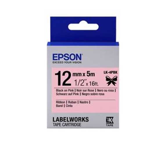 Epson LK-4PBK Siyan Üzeri Pembe 12MM 5Metre Etiket