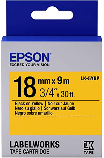 Epson LK-5YBP Pastel Sarı Üzeri Siyah 18mm 9metre Etiket