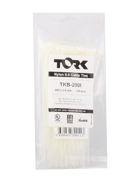 Tork TKB-200I 3.6-203 Beyaz Kablo Bağı 100lü Paket