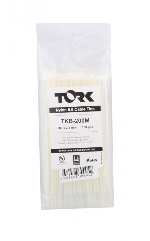 Tork TKB-200M 2.5-203 Beyaz Kablo Bağı 100lü Paket