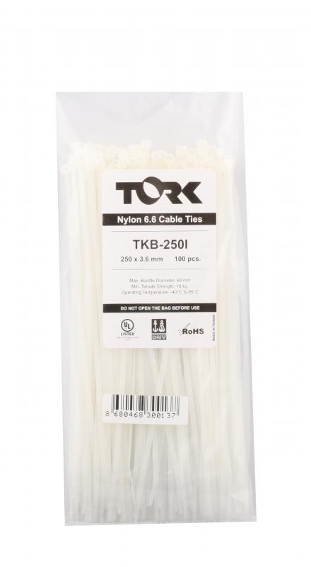 Tork TKB-250I 3.6-250 Beyaz Kablo Bağı 100lü Paket