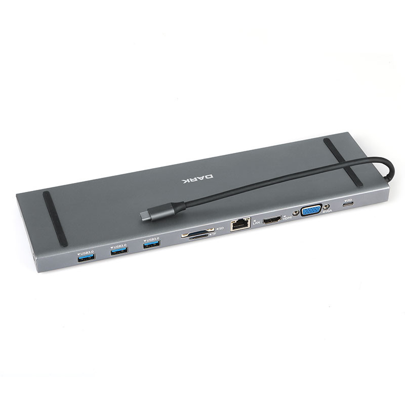 Dark USB 3.1 Type C 10 in 1 Etht-HDMI-VGA-TFSD Kart Ok-USB3- Kulaklık Çok HUB