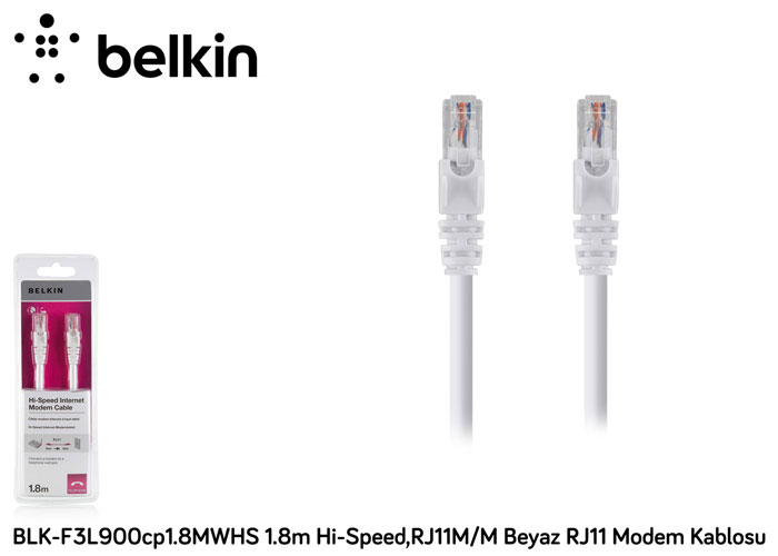 Belkin BLK-F3L900cp1.8MWHS 1.8m Hi-Speed,RJ11M-M Kablo