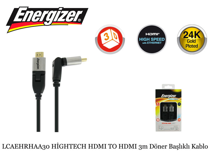 Energizer Lcaehrhaa30 Hightech Hdmi To Hdmi 3m Döner Başlıklı Kablo