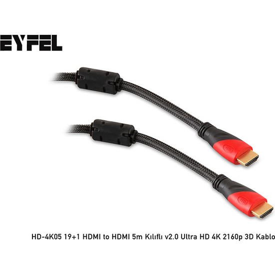 Eyfel HD-4K05 19+1 HDMI to HDMI 5m Kılıflı v2.0 Ultra HD 4K 2160p 3D Kablo