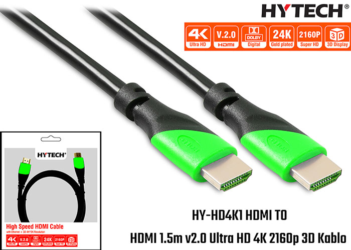 Hytech HY-HD4K1 Hdmi To Hdmi 1.5m v2.0 Ultra Hd 4k 2160p 3d Kablo