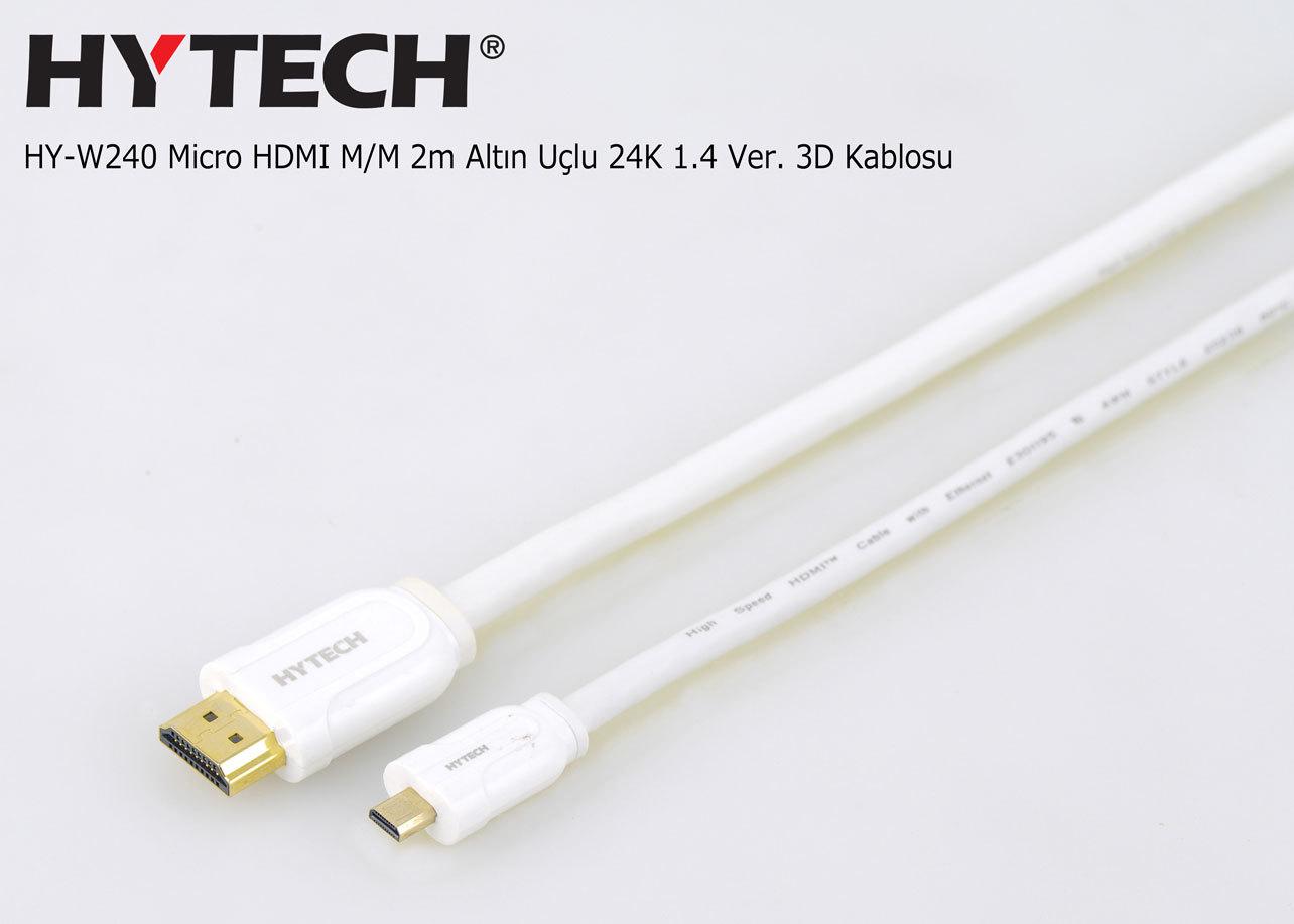 Hytech HY-W240 2mt Micro Hdmi Erkek To Hdmi Erkek 24k 1.k Versiyon 3d Gold Kablo