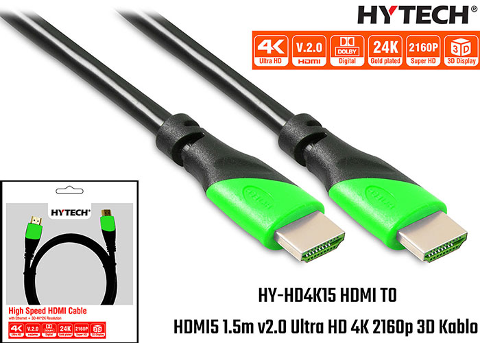 Hytech HY-HD4K15 HDMI TO HDMI 15m v2.0 Ultra HD 4K 2160p 3D Kablo