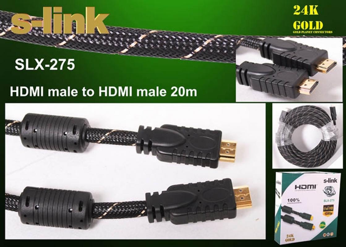 S-link SLX-275 20mt hdmı-m-hdmı-m 1.4 Versiyon 3d Gold Kılıflı Kablo