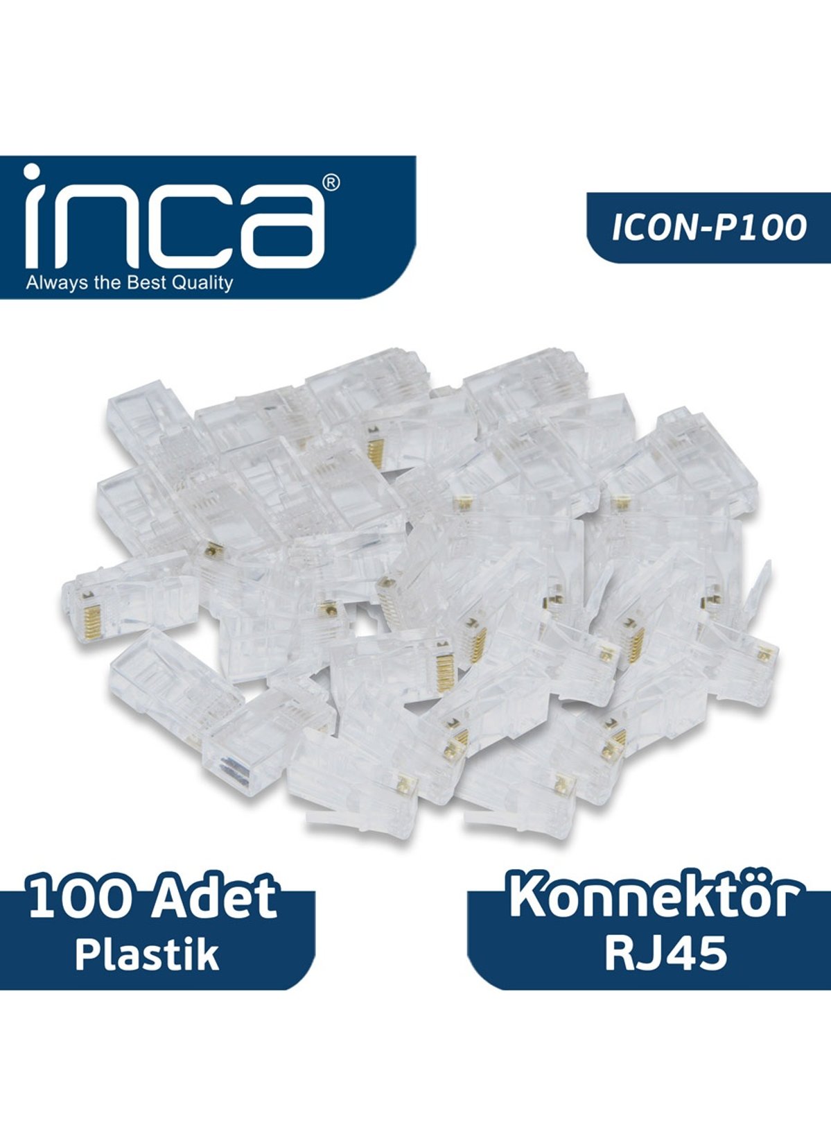 INCA CAT6 RJ-45 PLASTİK 100LÜ KONNEKTÖR