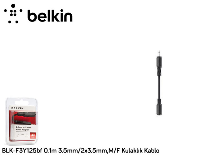 Belkin BLK-F3Y125BF 0.1M 3.5mm-2x3.5mm,M-F Kulaklık Kablo