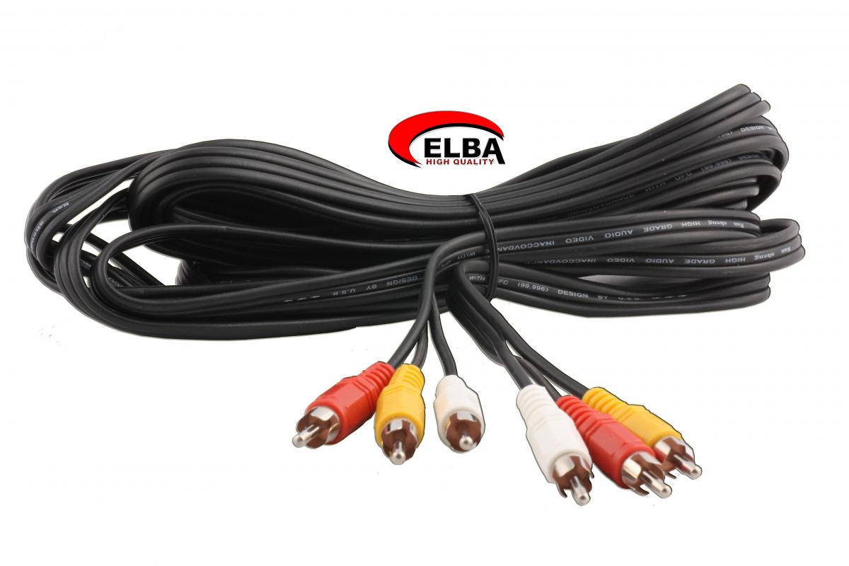 ELBA C0642 3RCA-3RCA Stereo 5mt Kablo