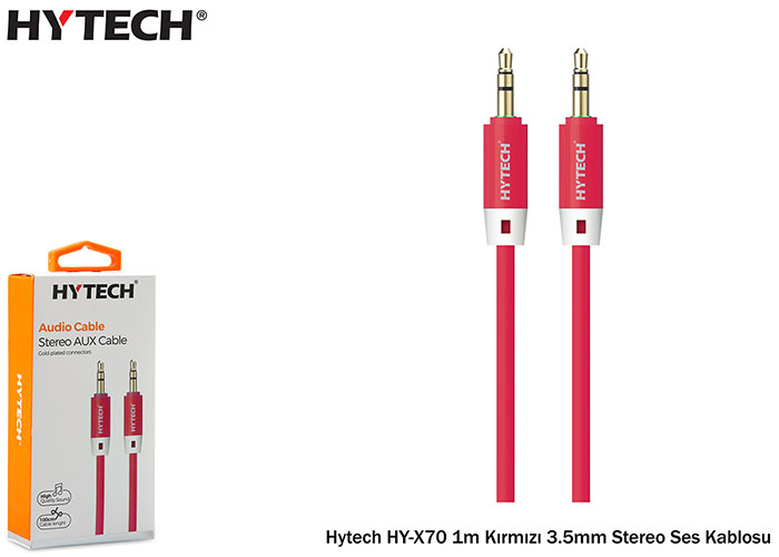 Hytech HY-X70 1m Kırmızı 3.5mm Stereo Ses Kablosu