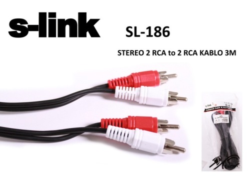 S-link SL-186 2rca-2rca 3mt Stereo Kablo