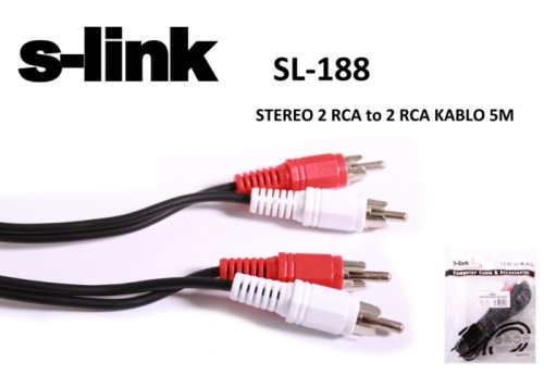 S-link SL-188 2rca-2rca 5mt Stereo Kablo