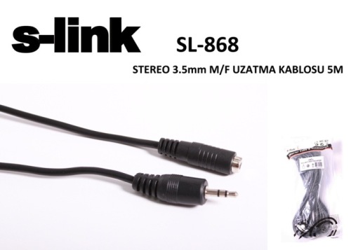 S-link SL-868 3.5mm 5mt Stereo Uzatma Kablo