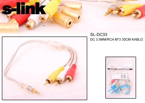 S-link SL-DC33 3.5mm Stereo To 3rca 30cm Kablo