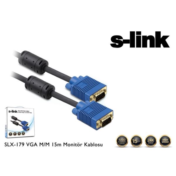 S-link SLX-179 Vga m-m 15m Monitör Kablosu