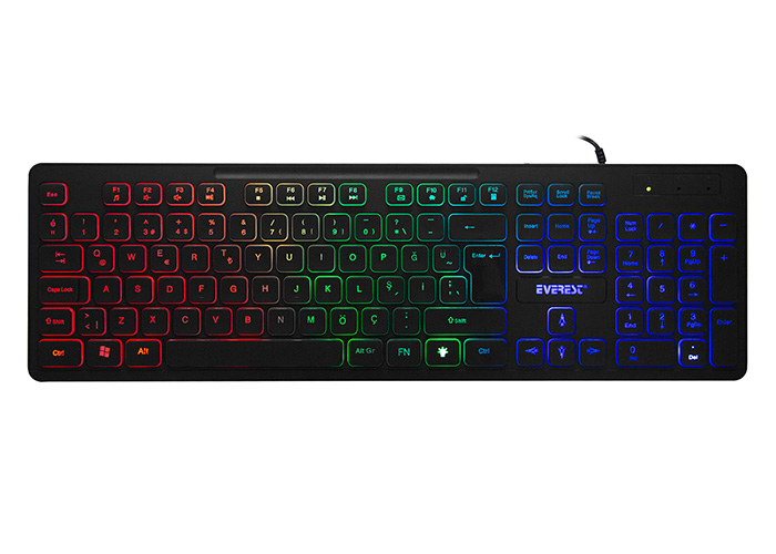 Everest KB-120 Sleek Siyah USB Gökkuşağı Aydınlatmalı Q Gaming Oyuncu Klavyesi