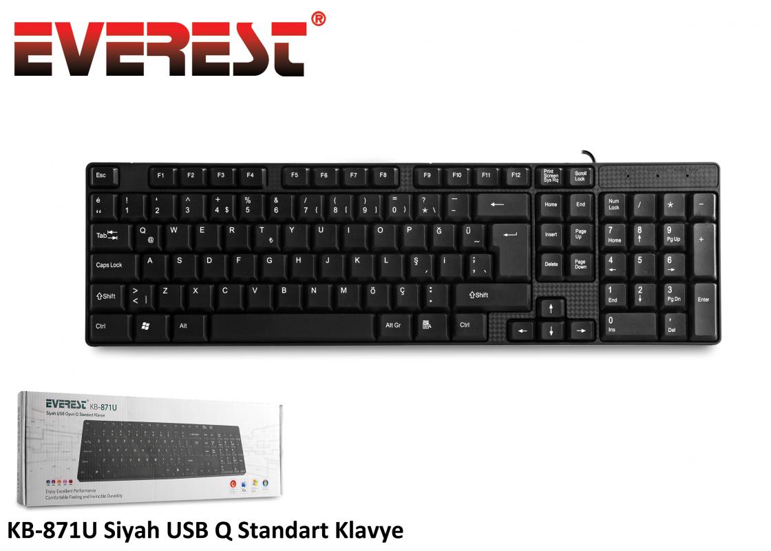 Everest KB-871U Siyah Q Usb Kablolu Standart 108 Tuşlu Klavye