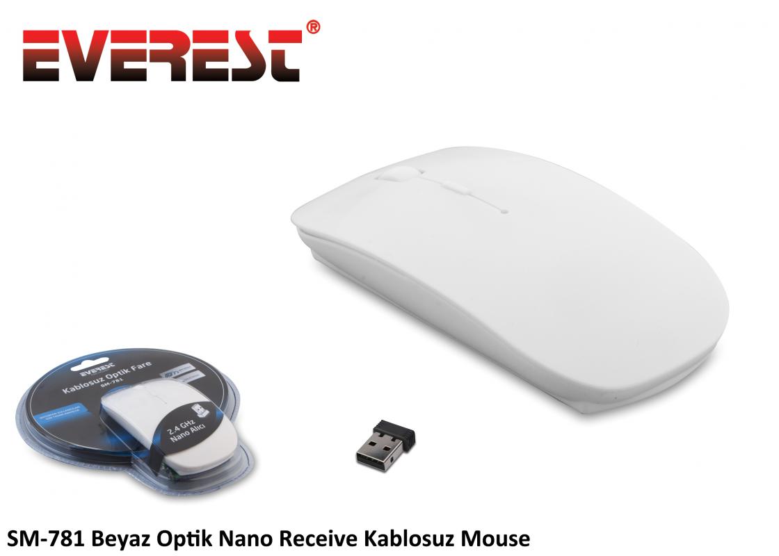 Everest SM-781 Beyaz Optik Nano Receive Kablosuz Mouse