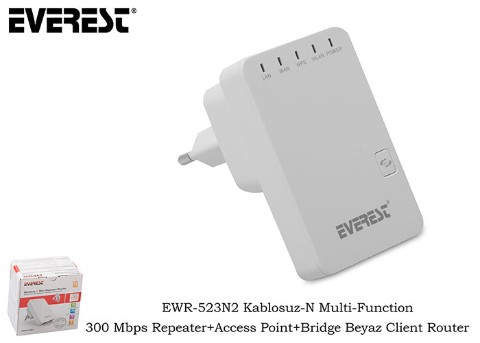 Everest EWR-523N2 Kablosuz-N Multi-Function 300 Mbps Repeater+Access Point+Bridge Beyaz Router