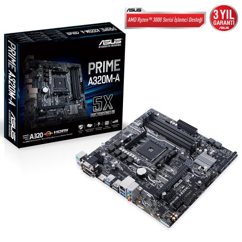 Asus Prime A320M-A AMD AM4 64GB DDR4 3200Mhz M2 Dvi-Vga-Hdmi mATX Anakart