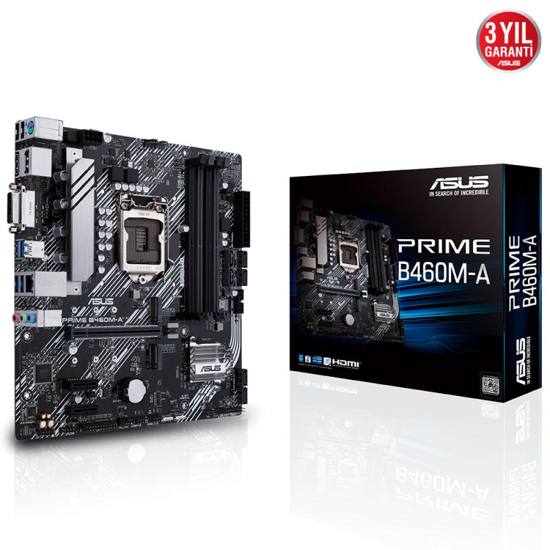 Asus Prime B460M-A Intel LGA1200 10.Nesil 128Gb DDR4 2933MHz M2 Dp-Hdmi-Dvi mATX Anakart