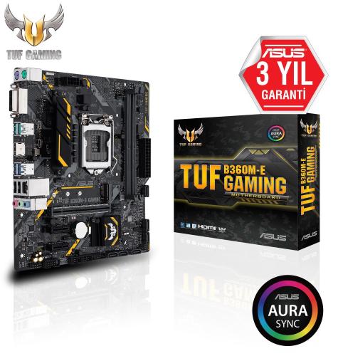 Asus Tuf B360M-E Gaming Intel LGA1151 8.Nesil 32GB DDR4 2666Mhz M2 Hdmi-Dvi mATX Anakart