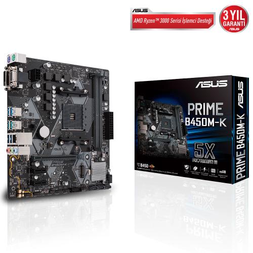 Asus Prime B450M-K S-L-V Ddr4 Dvı Usb3,1 Am4 Anakart