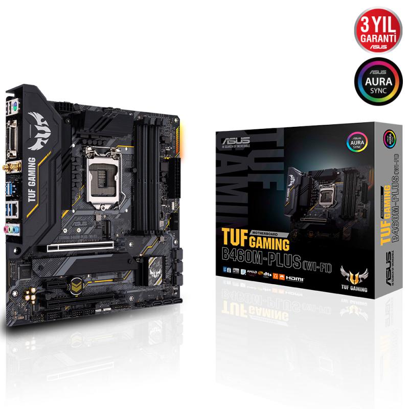 Asus Tuf Gaming B460M-PLUS (WI-FI) Intel 10.Nesil DDR4 Hdmı Dp Dvi 2xM2 Usb3.1 Anakart