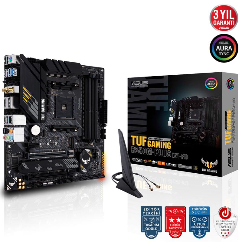 Asus Tuf Gaming B550M-Plus (WI-FI) Intel 3.Nesil AMD Ryzen DDR4 Dp Hdmi Usb3.1 Anakart