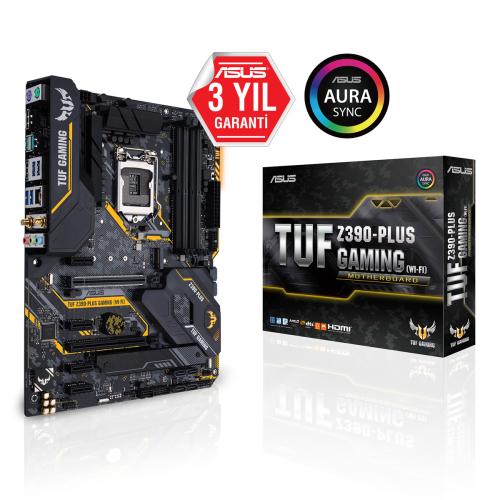 Asus Tuf Z390-Plus Gaming (Wi-Fi) Intel Z390 Lga1151 Ddr4 4400 Dp Hdmi Çift M2 Usb3.1 Rgb Anakart