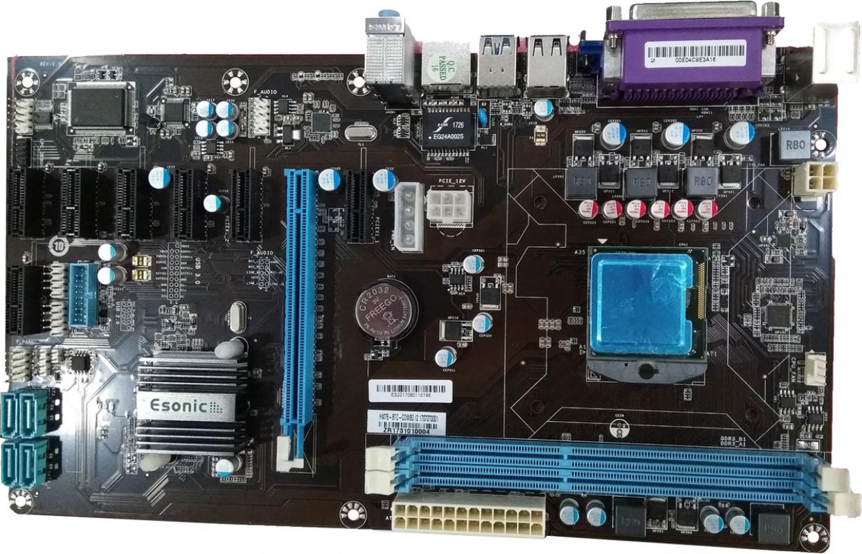 Esonic HM76-65 BTC COMBO Intel LGA1511 DDR3 ATX 8 Ekran Kart Girişli G1820T Cpu Onboard Anakart